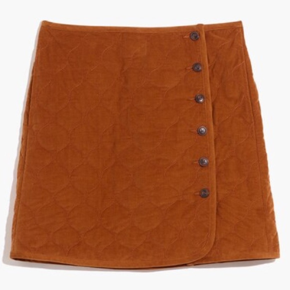 Madewell Corduroy Quilted Mini Skirt, Warm Coffee, Size 4